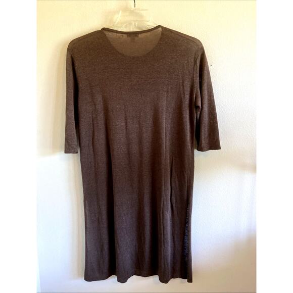 J Jill Brown Linen Viscose Vneck Sheer Resort Dress Swim Coverup Womens Small - Picture 5 of 8